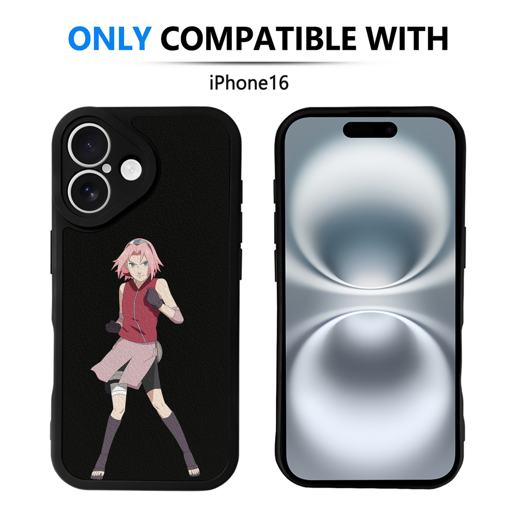 （画像用） NARUTO -ナルト- 春野サクラ Haruno Sakura 【iPhone 16シリーズ対応】シリコンスマホケース（レザー調） 材質：シリコン